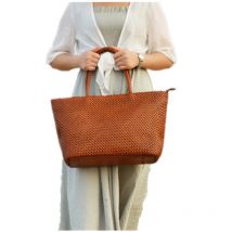 100 % echtes Leder Damen Umhängetasche Sommer Casual Innenstoff Einkaufstasche Vintage Einkaufstasche Rindsleder hohl gewebte Tasche