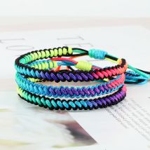 Glück bunte Regenbogen knoten geflochtenes Armband für Frauen Männer Paar handgemachte verstellbare Gebet Nylon Seil Armreifen Reise geschenk