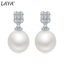 LAYA Shell Pearl Earrings For Women Pure 925 Sterling Silver Shiny White Cubic Zirconia Elegant Luxury Fine Jewelry 2022 Trend