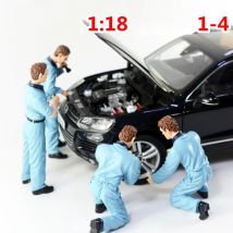 1/18 Harz Garage Szene Mechaniker für Auto Puppe Set Auto Reparatur Dekoration Parkplatz Reparatur