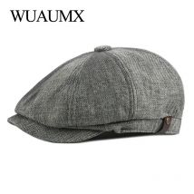 NEW Newsboy Cap Men Spring Summer Octagonal Hat For Male British Herringbone Flat Caps Retro Eight blade Hats Breathable