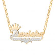 Customized Name Necklace With Crown 18K Double Plated Necklace Two-Tone Nameplate Stainless Steel  Jewelry2022 For Women