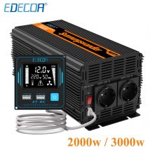 DC 12V 24V del convertitore di potenza dell'onda sinusoidale modificato di 3000 W EDECOA 2000W a ca 220V 230V telecomando 3000 Watt invertitore dell'automobile