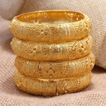 24k Dubai Gold Farbe Armreifen für Frauen Dubai Braut Hochzeit Äthiopisches Armband Afrika Armreif Arabischer Schmuck Charm Armband Schmuck