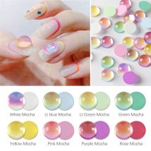 30pcs Mocha Mix Color 3D Nail Art Rhinestones Korea Style Glossy Round Shaped Crystals For DIY Manicure Decoration 8MM
