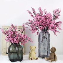 Weiße künstliche Blumen Kirschblüten Gypsophila Fake Plants DIY Hochzeitsstrauß Vasen für Heimdekoration Faux Christmas Branch