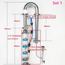 NEUE Typ 2 "51mm OD64mm Flöte Distiller Mit 5 Boden Destillation Objektiv Spalte Für Homebrew, SS304