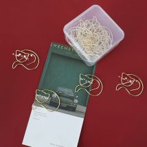 20 stücke Nette Cartoon Katze Form Papier Clips Kawaii Schreibwaren Rose Gold Aushöhlen Binder Clips Fotos Tickets Brief Clamp h0504