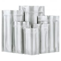 100 pz argento chiusura a Zip foglio di Mylar puro Stand Up Bag autosigillante riutilizzabile risigillabile tacca a strappo Doypack sacchetti per alimenti