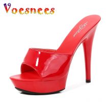 Voesnees pantofole da donna estate 2021 tacchi alti esterni 9 13 15 cm tinta unita Sexy piattaforma alta tacchi sottili scarpe da festa femminili