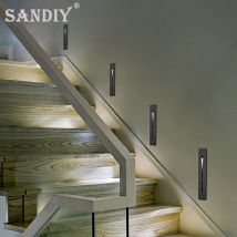 SANDIY Lámpara de Pared Empotrada Escaleras Luz Led Luces de Noche para Renovación de Casa Escalón Vestíbulo Balcón Habitación Infantil Luz de Pie Iluminación de Escalera de Casa con Caja 3W 110V/220V