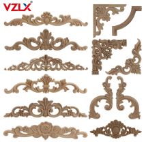 Mirror Frame Antique Woodcarving Natural Floral Wood Carved Wooden Figurines Crafts Appliques Wall Door Furniture Decorative