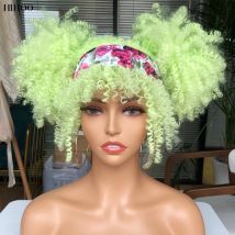 14'' kurze Haare Afro verworrene lockige Perücken mit Pony für schwarze Frauen synthetische natürliche braune gemischte blonde Perücke Party Cosplay täglich