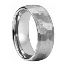 4mm 6mm 8mm Multi-Faceted Hammered Tungsten Carbide Wedding Band - Couple Engagement Ring Gift Dome Brushed Comfort Fit 4 Color