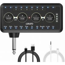 Lekato Kopfhörerverstärkersystem für E-Gitarre, kabelloser Multi-Effekt-Verstärker, Aufnahme von Musik-Bypass-Modus, Verzerrungswirkung