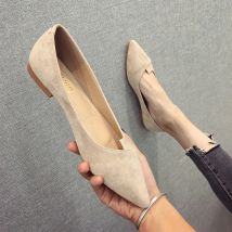 Frauen Wohnungen Flock Leder Spitz Feste Farbe Apricot Plus Kleine Größe 31 32 33 34 Große Größe 43 44 45 46 dame Flache Ferse Schuhe