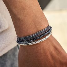 Herren-Armband, 3 Teile/satz, tibetischer Buddhismus, Glücksknoten, Seil, natürliche verwitterte Achatperlen, handgeschnitztes Manschettenarmband an der Hand, Geschenk
