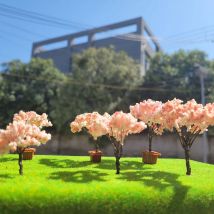 2pcs 45mm simulated Cherry Tree Model HO N scale building Yard decration Miniature Landscape Sand Table Scene Dollhouse layout