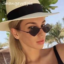 2024 Sonnenbrille Frauen Metall Raute Sonnenbrille unregelmäßige Vintage kleine Rahmen Brille uv400 Damen oculos gafas de sol