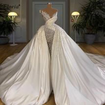 Luxus Zwei Stücke Brautkleider Meerjungfrau Perlen Perlen Hochzeit Kleider Vestido De Noiva 2020 Spezielle Bräute Kleider Nach