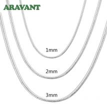 Aravant 925 Silver 1MM/2MM/3MM Snake Chain Necklace For Men Women Pendant Fashion Jewelry