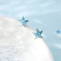 New Fashion Blue Starfish 925 Sterling Silver Jewelry Personality Seaside Wild Temperament Popular Stud Earrings E133