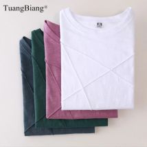 Cross 3D Ribbed Bamboo Cotton Women Short Sleeve T-Shirt Loose Casual Solid Color Summer Tshirts Female O-Neck Soft Fashion Tops