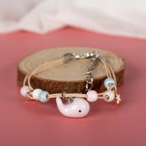 Cute Marine Animal Ceramic Little Whale Pendant Beaded Bracelet Fashion Jewelry Wholesale #82616