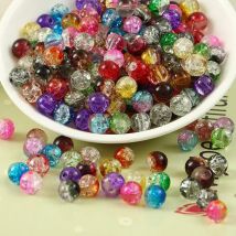 6/8/10/12mm Zweifarbige Gemischte Runde Glas Crackle Quarz Looer Perlen Für Schmuck Machen DIY Armband Halskette Ohrringe Zubehör
