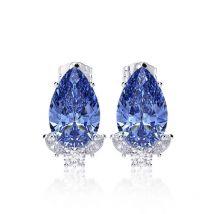 Huitan Wunderschöne tropfenförmige CZ-Ohrstecker, Braut, Hochzeit, Verlobung, Accessoires, rosa/blau, elegante Damen-Ohrringe, Modeschmuck