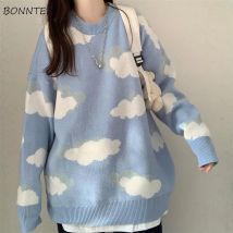 Pullover Frauen Harajuku Schöne Chic Preppy Einfache Weiche Lose Herbst Frühling Jugendliche Strickwaren Casual Mode Koreanische Mädchen Pullover