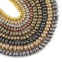 Schwarz weiß Gold Farbe Lava Hämatit Natürliche vulkanischen Stein Flache Runde Lose perlen für Schmuck armbänder, Die DIY 6/8/10MM