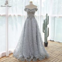 Elegante pailletten spitze grau blumen abendkleid prom kleider abendkleider vestidos de fiesta robe