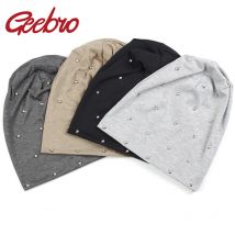 Geebro Neue Frühjahr Frauen Weiche Metallic Strass Slouchy Skullies Mützen hut Und Kappen Herbst Damen Mädchen Baggy Bonnet Gorros