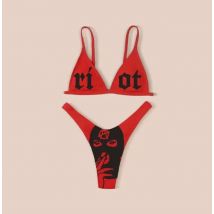 2025 Yiiciovy New Sexy Women’s Funny Printed 2Pcs Bikini Set Fashion V-neck Summer Beach Brazilian Biquini Micro Bikinis Sets