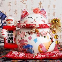9 Zoll Keramik Glück glückliche Katze Maneki Neko Ornament Home Dekoration Geschenk Feng Shui Sparschwein Herzstück