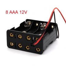 8 AAA 12 V Batteriehaltergehäuse, doppelseitiger Federbatteriehalter mit Kabel, Rückseite auf der Rückseite, Kunststoff-Batteriekasten AAA