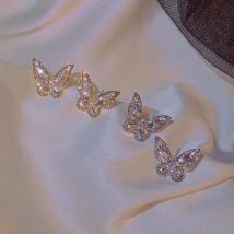 Korean New Fashion Butterfly Earrings For Women 2021 Punk Rhinestone Style Cute Girl Zircon Stud Earrings Kpop Jewelry