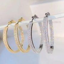 2025 Frühjahr Neue Mode Schmuck 5A Zirkonia Iced Out Geometrie Bling Cz 45mm Big Huggie Hoop Ohrring Frauen charme Party Geschenk
