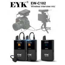 EYK EW-C102 Camera Lapel Mic UHF Wireless Lavalier Microphone with Audio Monitor Function for Phones DSLR DV Camcorder Webcast