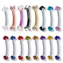 1PC Stahl gebogen Barbell Piercing CZ Edelstein Augenbraue Tragus Helix Ring Rook Ohrring Piercings Bijoux Lip Helix Ring Sexy Schmuck 16G