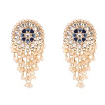 Women's Classic Flower Big Indian Zircon Wedding Earrings Ethnic Gypsy Pearl Tassel Jhumka Earring Fashion Jewelry