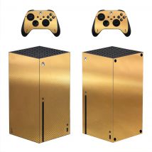 Carbon Fiber Gold Haut Aufkleber Aufkleber Cover für Xbox Serie X Konsole und 2 Controller Xbox Serie X Haut Aufkleber vinyl