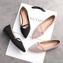 Damen-Flats, rosa, schwarz, reine Farbe, Übergröße, Größe 33, 34, Größe 42, 43, 44, 45, Wildleder, spitze Zehen, Bürodame, flache Absatzschuhe