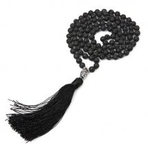 6 mm schwarzer Lavastein 108 Mala-Perlen Halskette Buddha-Anhänger Schmuck für Männer und Frauen