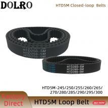 HTD5M Synchronous Timing belt Pitch length 245/250/255/260/265/270/280/285/290/295/300 mm width 9/10/12/15/20/25mm Rubber closed