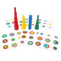 Wooden Toys Montessori 20Pcs Colorful Block Toy with Cards Color & Shapes Eudcational Toys for Children Kids 3 to 4 Years Old