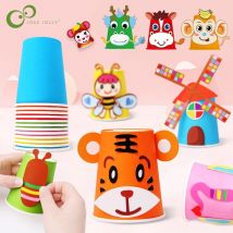 12 stücke Kinder 3D DIY handgemachte Papier Tassen Aufkleber Material Kit Ganze Set Kinder Kindergarten Schule Kunst Handwerk Pädagogisches Spielzeug GYH