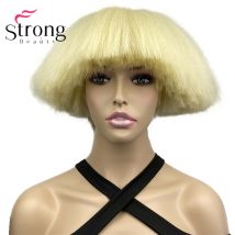 StrongBeauty Yaki Gerade Voluminöse Pilz Perücke Blonde Pilz Kopf Perücke Schüssel haarschnitt Perücken Synthetische Perücken