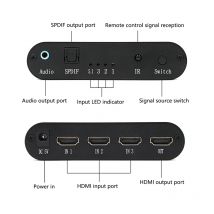 3x1 HDMI-Switch mit Audio-Extraktor, optischer Toslink-Ausgang, unterstützt 4K 3D 1080P HDMI-Umschalter mit Fernbedienung
